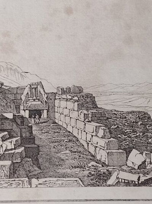 1832 ατσαλογραφία Μυκήνες Η Πύλη των Λεόντων μεταχειρισμένη
