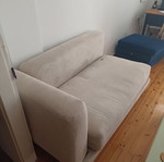Two-seater sofa used, beige/grey