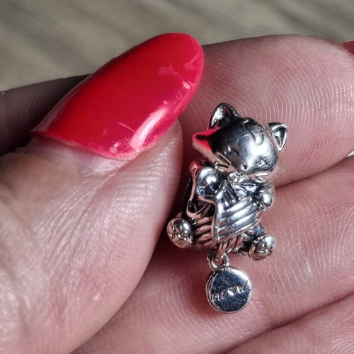 Pandora charm cat silver