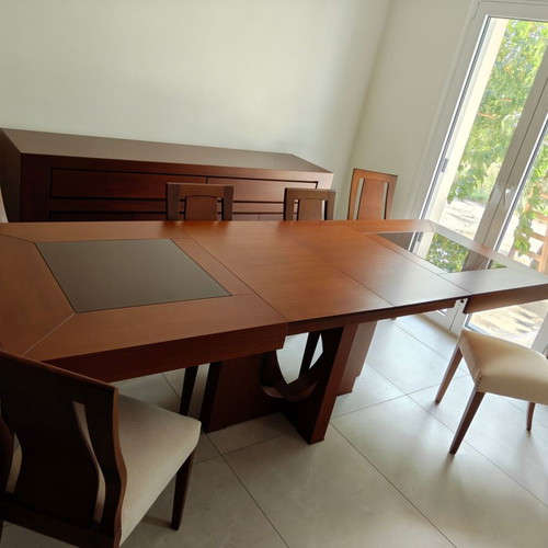 Wooden dining set with 6 chairs and buffet