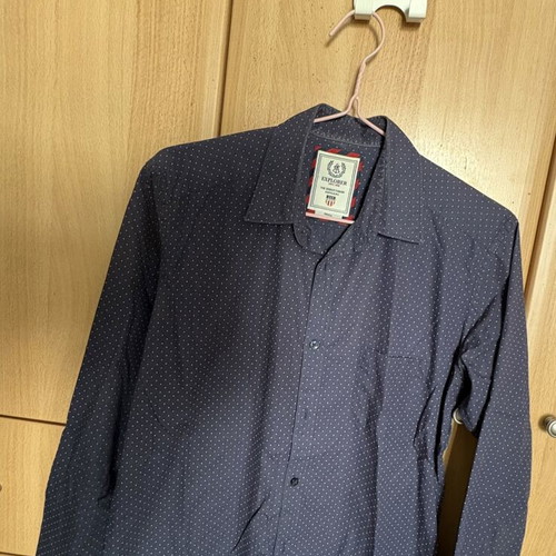 Explorer men's cotton shirt blue with small white polka dots like new