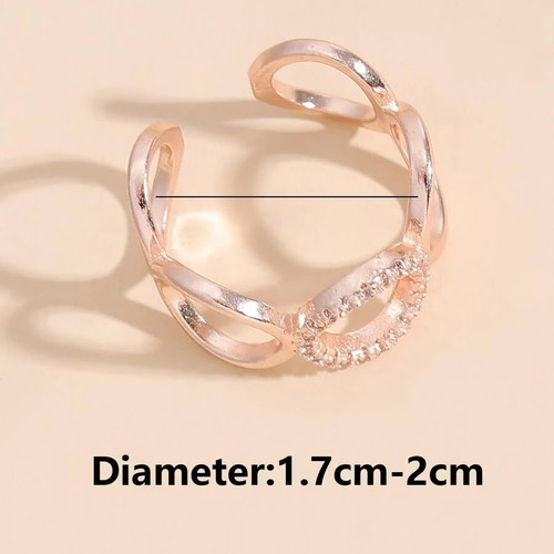 Ring rose gold with zircon and circles new