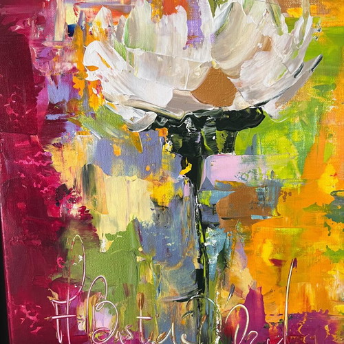 Acrylic canvas painting 80×80 cm by Armelle Bastide d’Izard like new