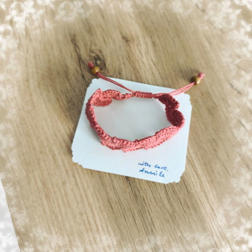Handmade knitted bracelet made to order in rotten apple color