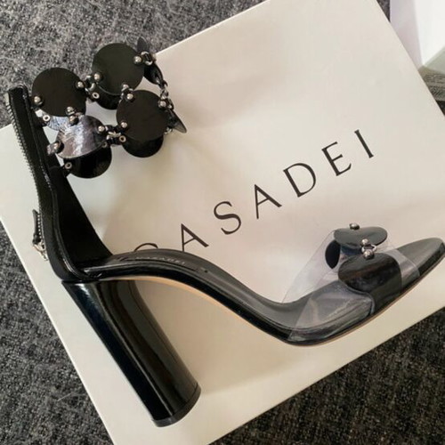Casadei high heel sandals size 39 used, black with repairable detail