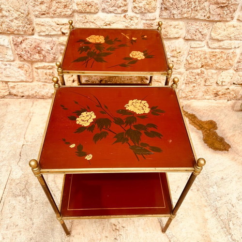 Chinoiserie vintage handmade bedside tables set of 2