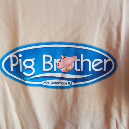 Vintage humorous t shirt Pig Brother, like new, size L-XL, apricot