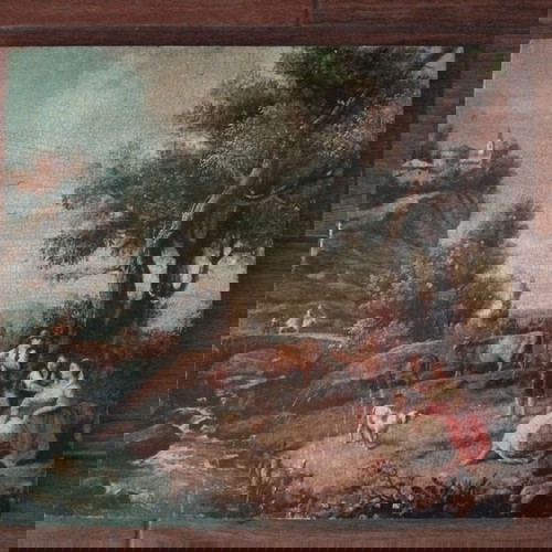 Ρουστίκ πίνακας με βουκολική σκηνή σε MDF, σε άριστη κατάσταση