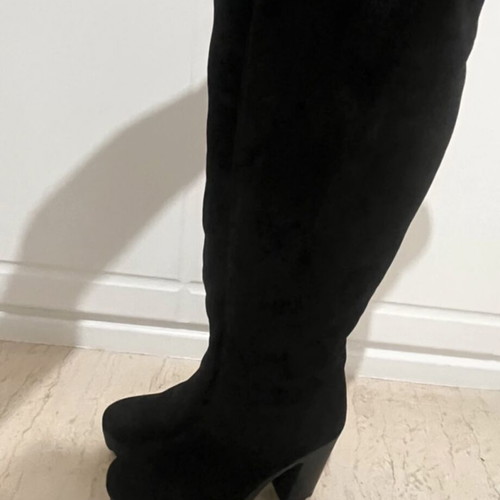 Koniaris black velvet boots used, over the knee, size 39