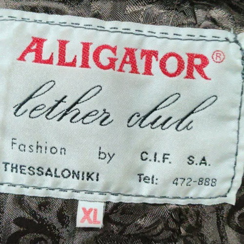 Vintage Alligator Leather Club leather jacket XL with removable leopard collar