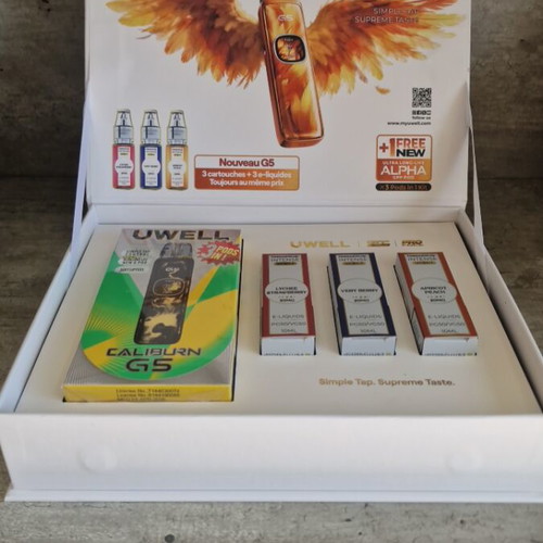 Uwell Caliburn G5 gift box with 3 x 10ml ejuice new