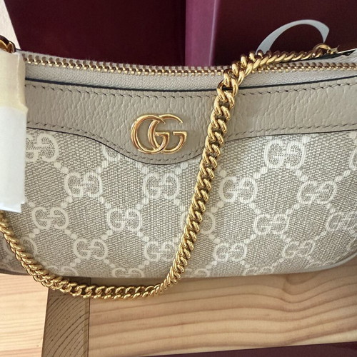 Gucci Ophidia Mini Bag, beige and white Supreme canvas