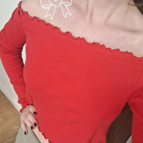 Crop top blouse red, new, H&M size M