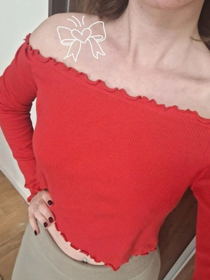 Crop top blouse red, new, H&M size M