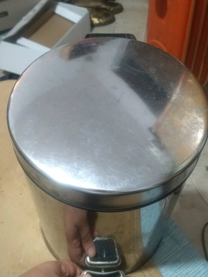Stainless steel bin used with pedal and plastic inner bucket