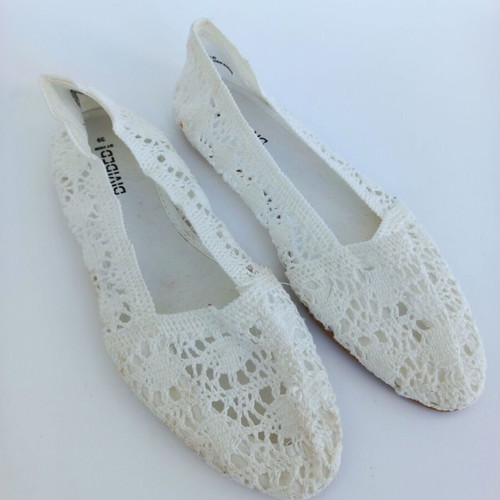 H&M ballet flats with knitted lace new, white, size 39