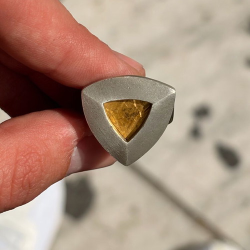 Silver gold ring 950/24k used, size 16/56