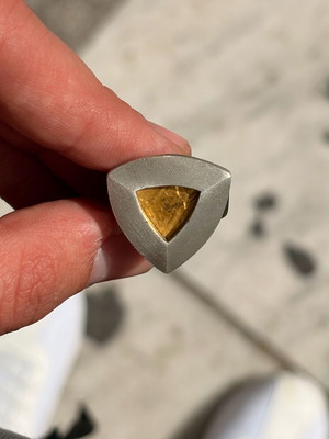 Silver gold ring 950/24k used, size 16/56