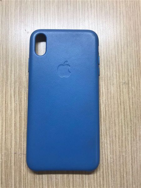  Official Apple Leather Case - dermatini thiki Apple iPhone XS Max - Cape Cod Blue (MTEW2ZM/A)