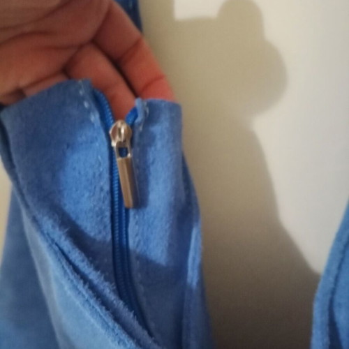 Shoulder bag made of genuine lamb leather mouton blue new