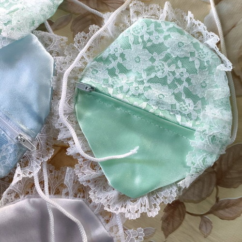 Set of 8 small zipper pouches for sewing supplies with lace new