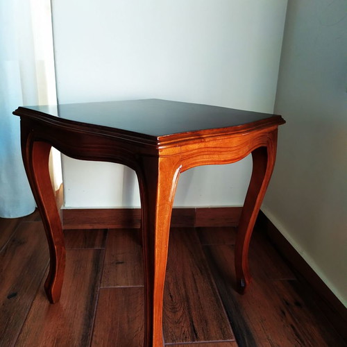 Classic wooden coffee table used, dark walnut finish