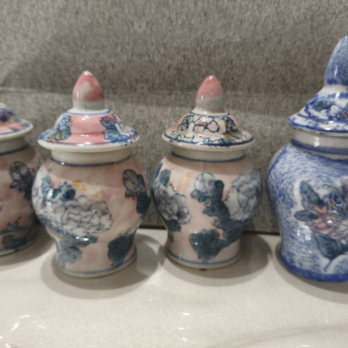 Vintage Chinese Porcelain Ginger Jars Set of 5, 11cm, like new