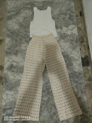 Stradivarius pants and top like new, white and beige