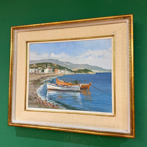 Έργο τέχνης Ν. Μανιάτης μεταχειρισμένο, θαλασσογραφία σε κορνίζα