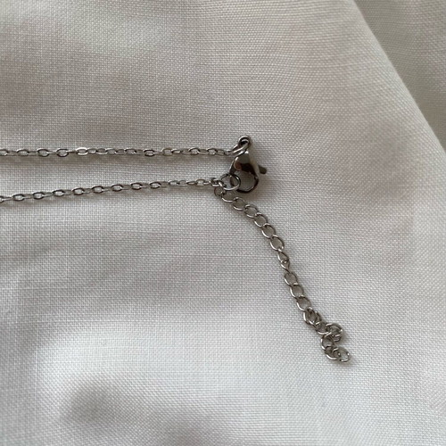 Handmade stainless steel necklace agate peacock custom order, beige and silver