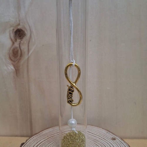 Glass test tube with infinite love decoration