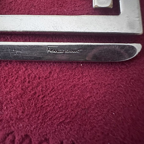Salvatore Ferragamo Gancini vintage money clip used, silver