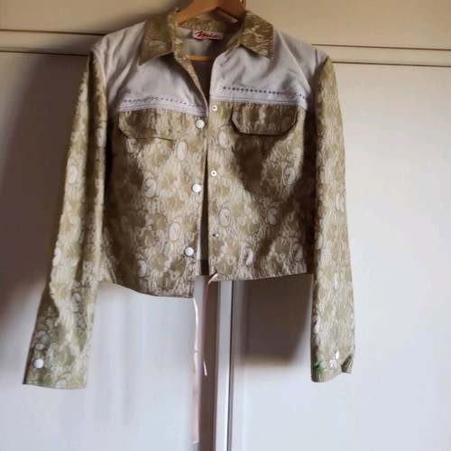 Vintage Mia Set (Size 48 / L-XL) – Jacket & Skirt with Lace Pattern, Embroidery & Rhinestones