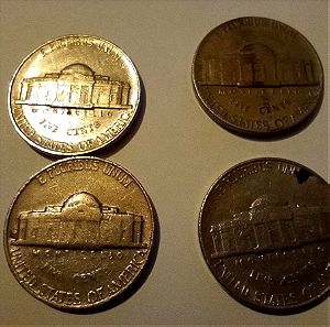 Τέσσερα κέρματα, 5 cents (ΗΠΑ, δεκαετίας 60', 70', 80')