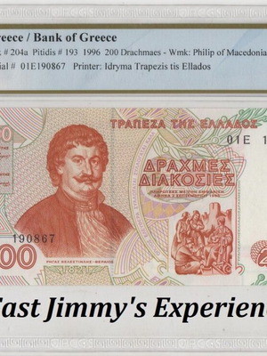 200 Drachma Banknote 1996 Greece, superb gem unc 67 PPQ
