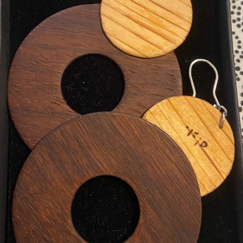 Wooden handmade earrings new