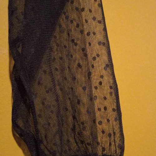 Tezenis bodysuit blouse with transparent mesh sleeves size S new black