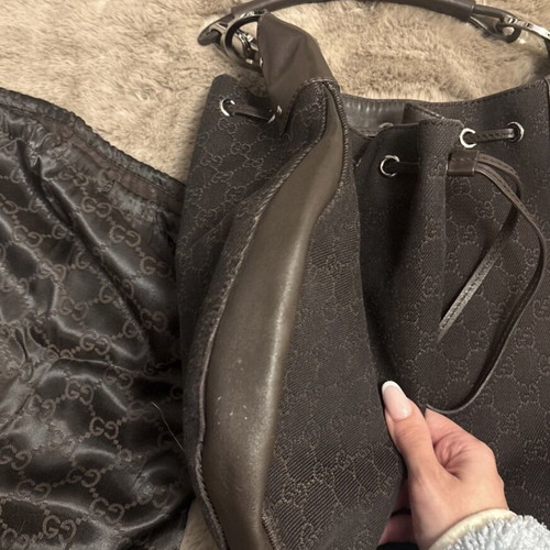 Gucci brown GG monogram shoulder bag like new
