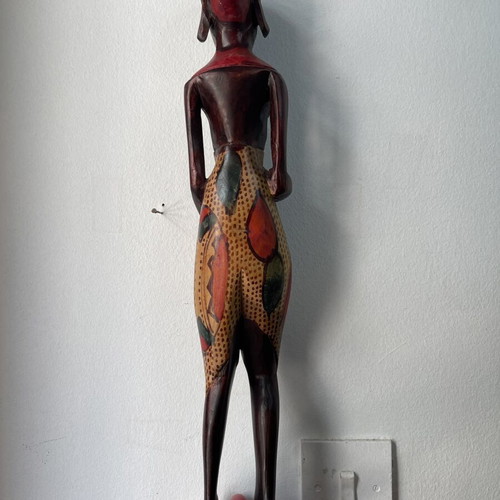 Vintage African wooden statues set of 2, handcrafted, used