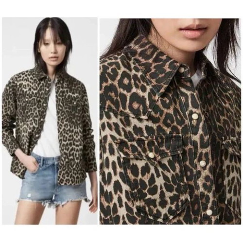 Allsaints animal print jacket shirt used, XS, brown multicolor
