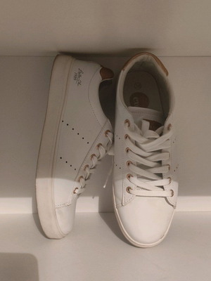 Exe white women's athletic shoes like new with gold details