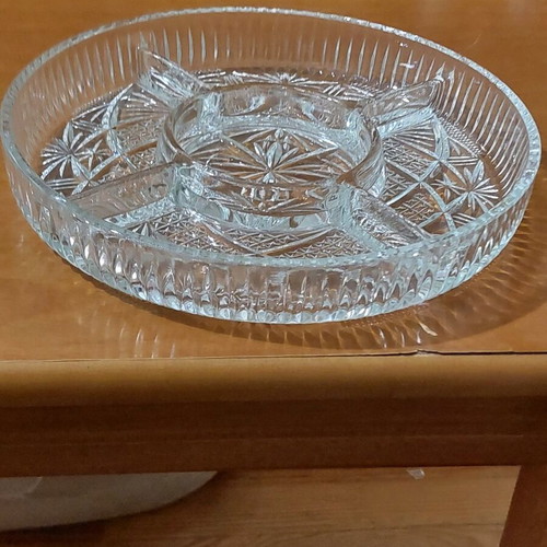 Crystal platter like new for nuts or dessert