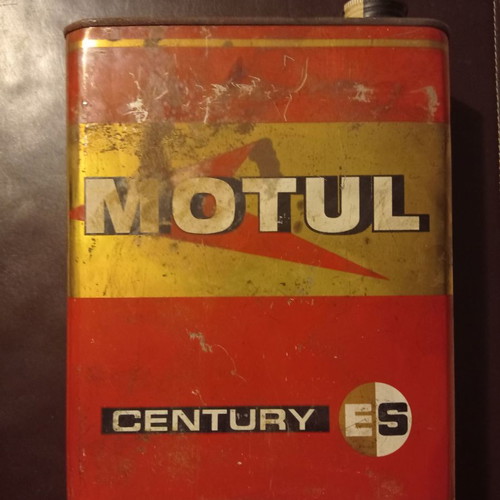 Vintage metal Motul large tin boxes used
