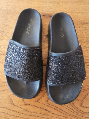 Replay γυναικείες παντόφλες New Lotty Glitter νούμερο 38 σαν καινούργιες μαύρες