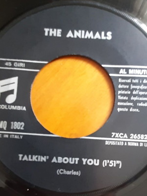 ANIMALS ~ THE HOUSE OF THE RISING SUN/ TALKIN' ABOUT YOU (1965, Columbia, 7" single, ιταλική έκδοση)
