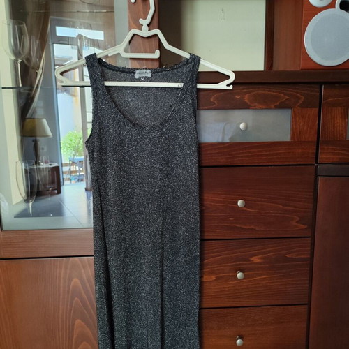 Long black blouse with silver thread like new, size S