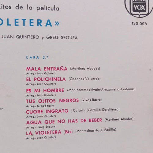 La Violetera vinyl record by Sara Montiel used