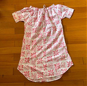Φόρεμα  100% βαμβακερό  μίνι size L ασπρο -ροζ