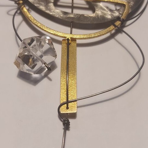 Handmade brooch new, gold and silver colors