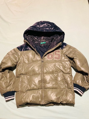 Benetton παιδικό μπουφάν μεταχειρισμένο 8-9 ετών 140cm μπεζ και μπλε